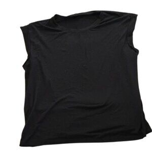 🚨5 For $25🚨 Women's 3x Classic Black Sleeveless Tee With Cuffed Sleeve